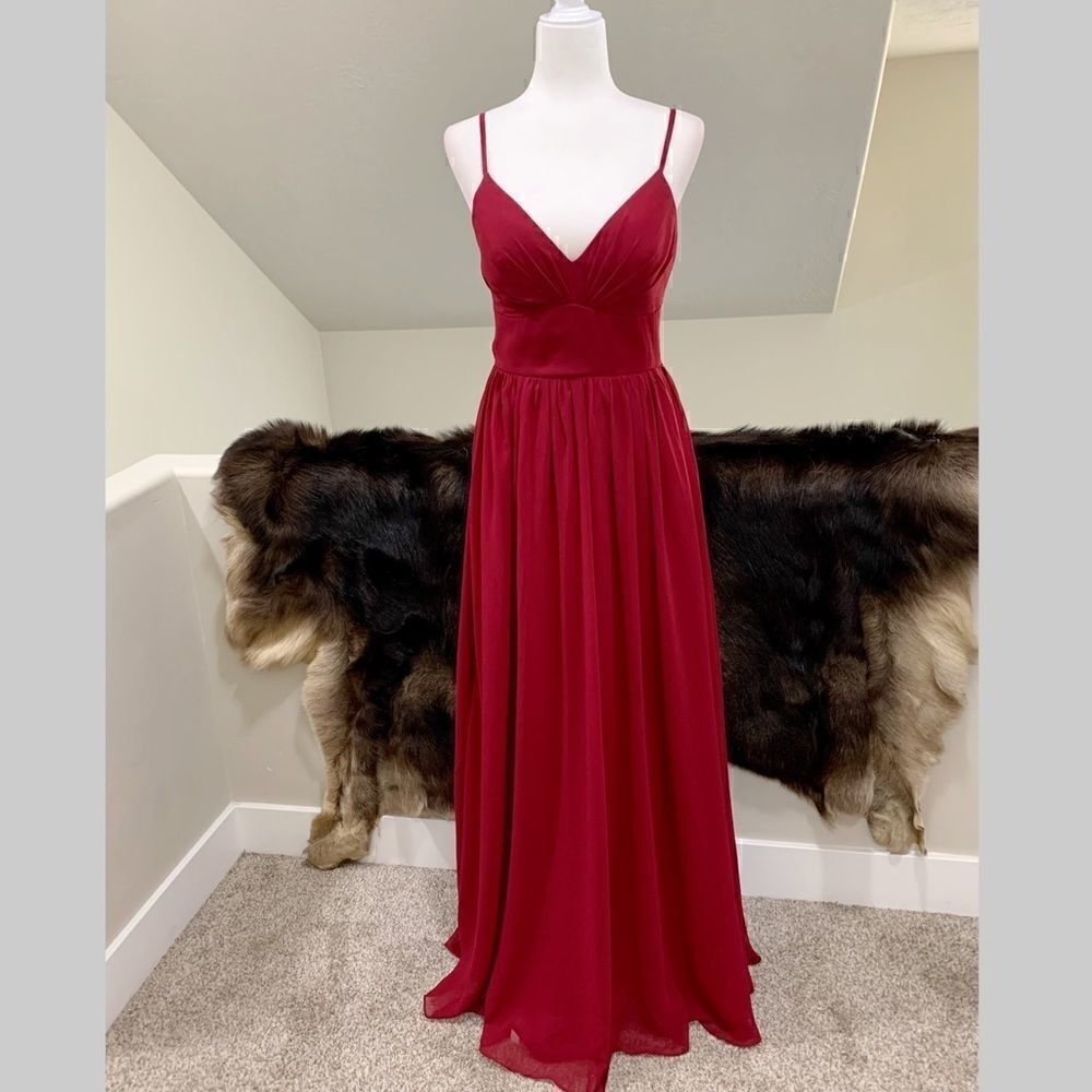 New Burgundy Maxi Dress With Front Slit